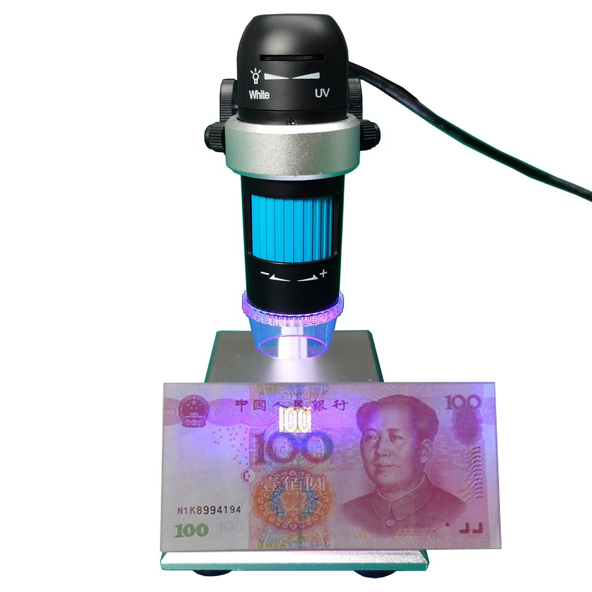 UB-DM023B UV dermatoscope revealing banknote security features
